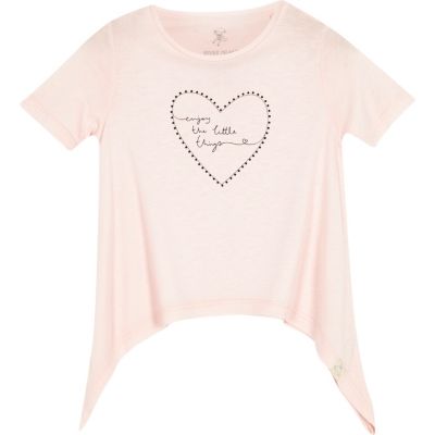 Mini girls light pink print t-shirts